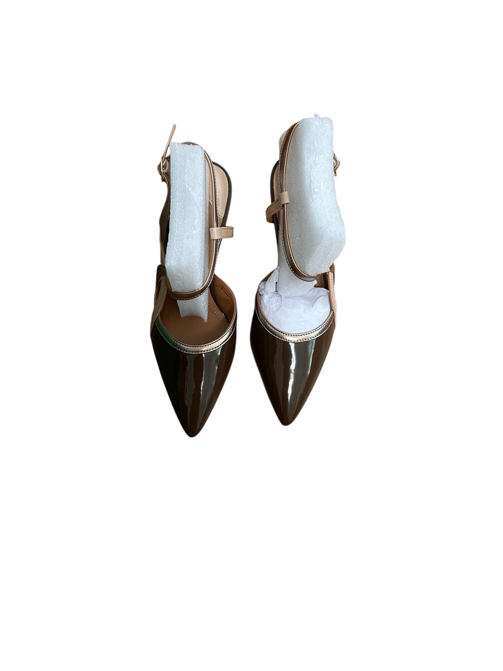 NWT J. Renee Brown Champagne Nude Patent Leather slingbacks Size 7